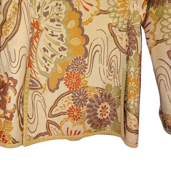Vintage Jacket Boho Chic Samuel Robert Floral Blazer Tan Womens Size 8 - Picture 8 of 9